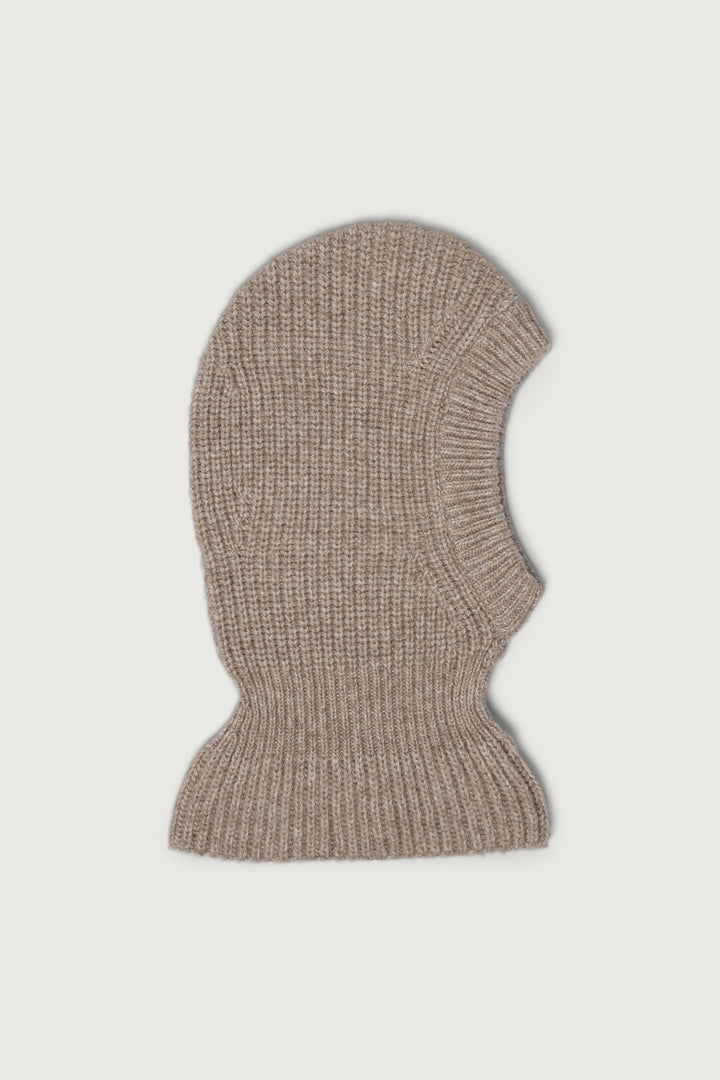 RIBBED KNIT BALACLAVA in Heather Oatmeal — alternate angle