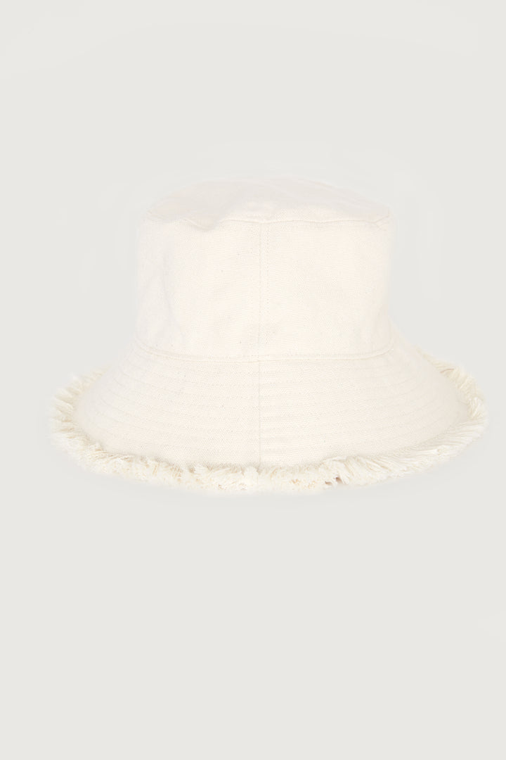 FRAYED BUCKET HAT in NATURAL — alternate angle
