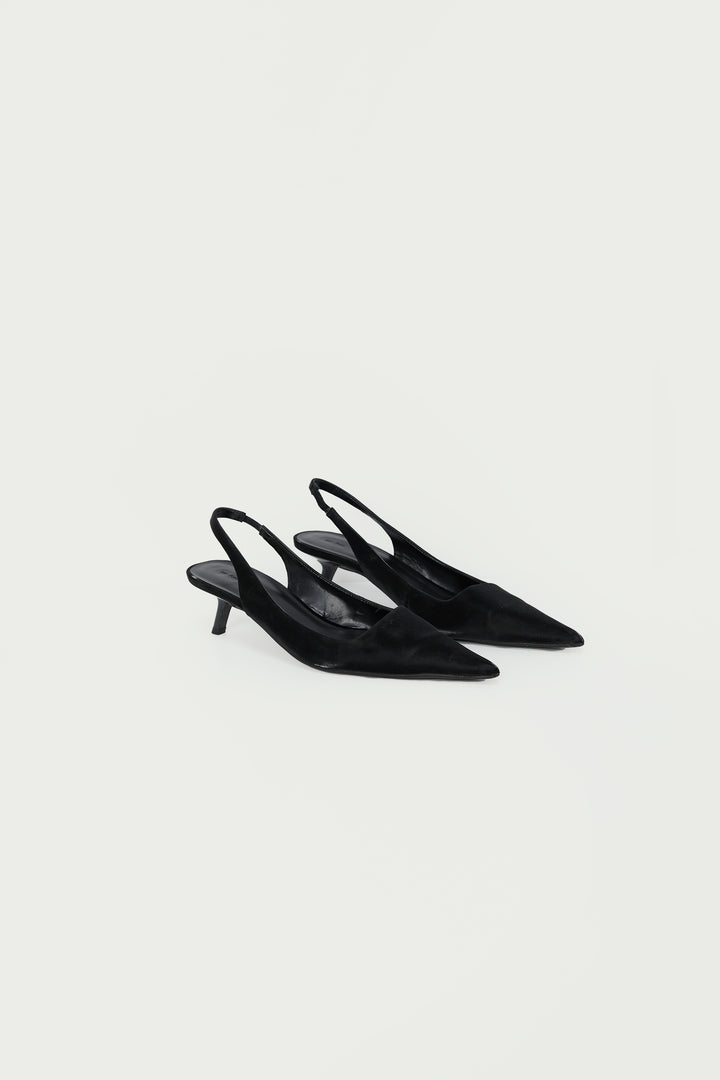 SLING BACK POINTED KITTEN HEEL in Black — alternate angle