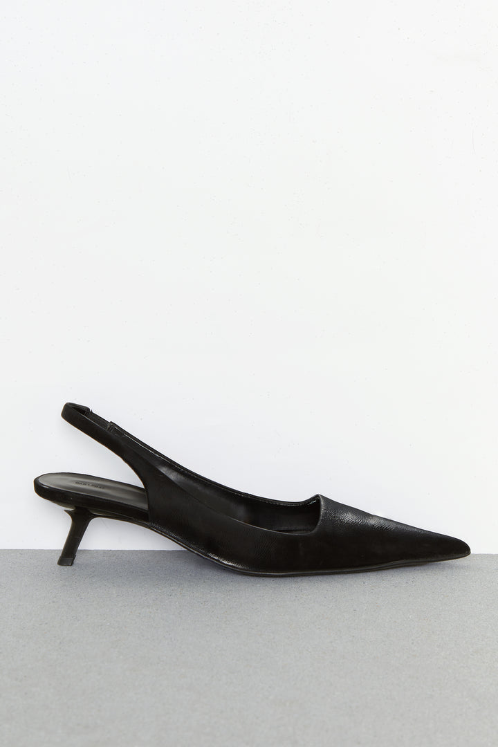 SLING BACK POINTED KITTEN HEEL in Black — alternate angle