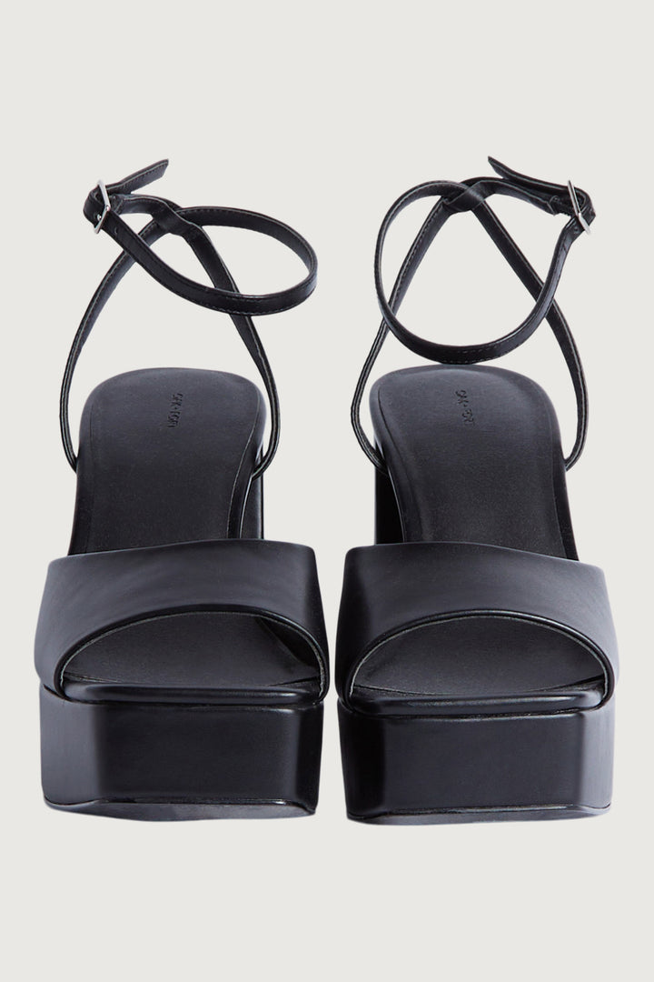 PLATFORM OPEN TOE HEEL in Black — alternate angle