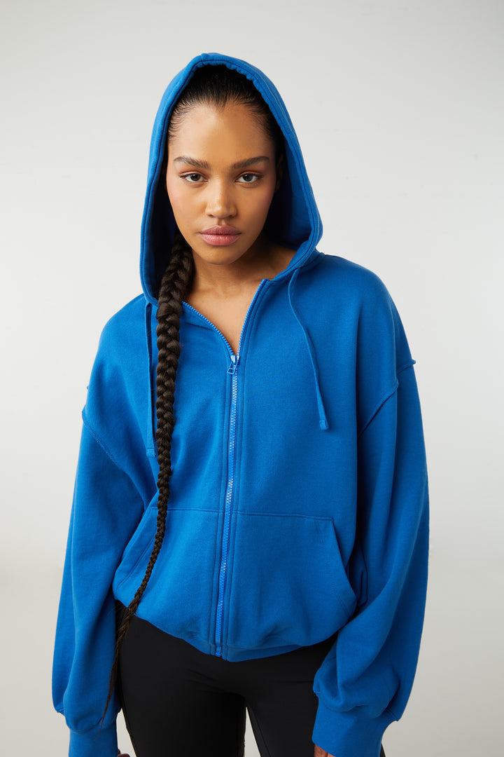 ZIP UP HOODIE in Classic Blue — alternate angle