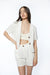 Cropped collarless blazer in cream — main image