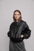 Oversized vegan leather bomber in black — main image