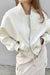 Oversized vegan leather bomber in ivory — main image