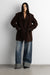Paneled vegan suede blazer in coffee bean — main image