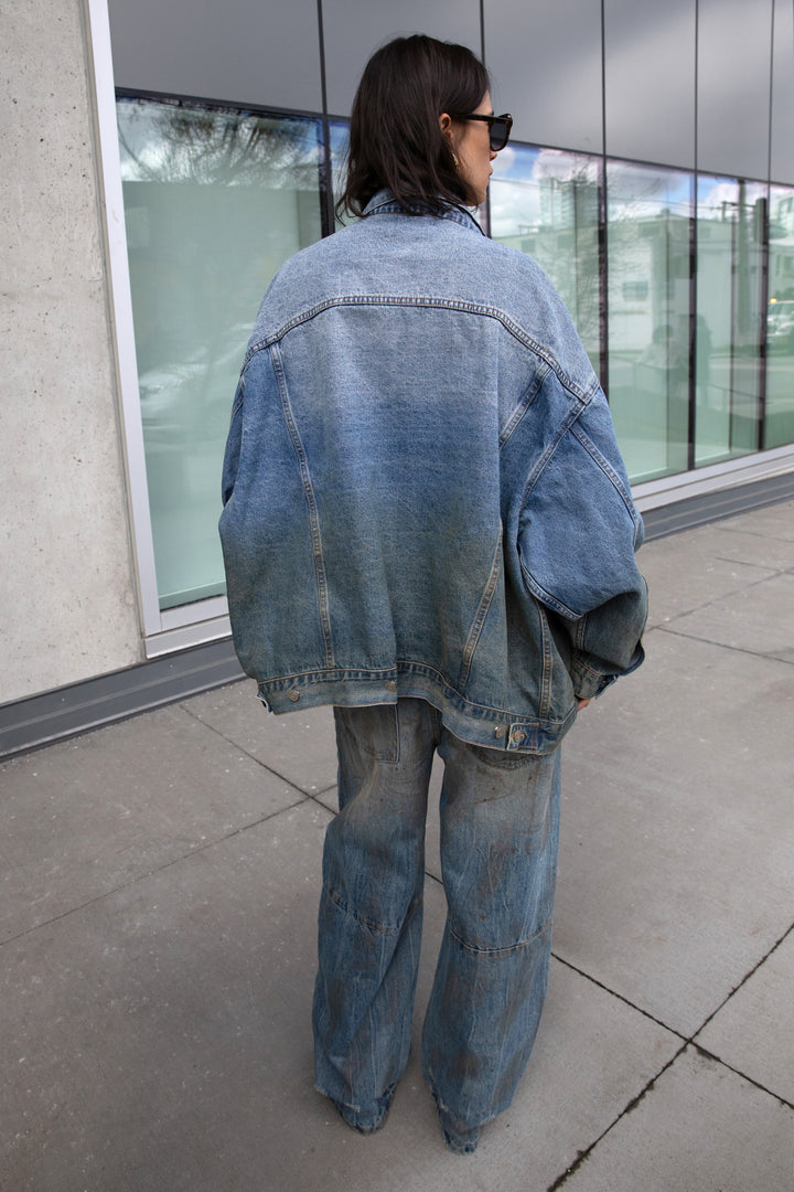 OVERSIZED VINTAGE DENIM JACKET in Blue — alternate angle