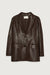 Vegan leather blazer in major brown — main image