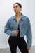 Cropped denim jacket in medium light wash — main image