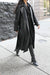 Vegan leather trench coat in black — main image