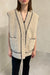 Shearling vest with contrast stitch in beige — main image
