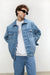 Denim jacket in light destroyed wash — main image