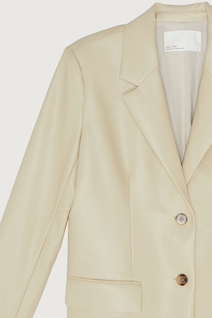 VEGAN LEATHER BLAZER in Brown Rice — alternate angle