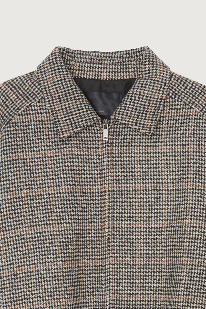 COLLARED SHORT JACKET in Black Houndstooth — alternate angle