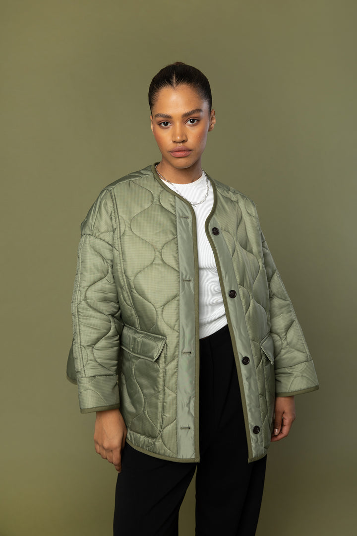QUILTED JACKET in Khaki — alternate angle