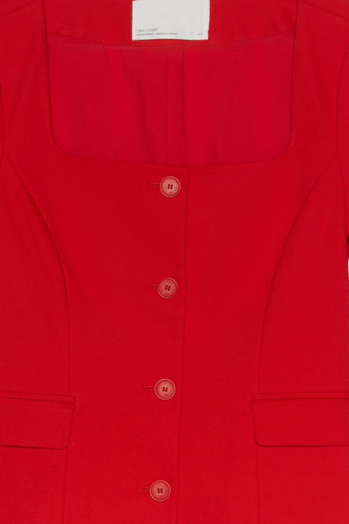 COLLARLESS BLAZER in Red Alert — alternate angle