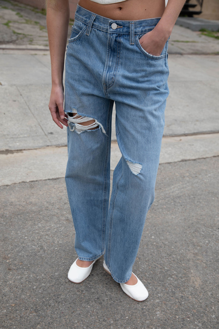 90S STRAIGHT LEG JEAN in Light Stone Destroy — alternate angle