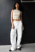 Mid-rise ecru cargo jean in ecru — main image