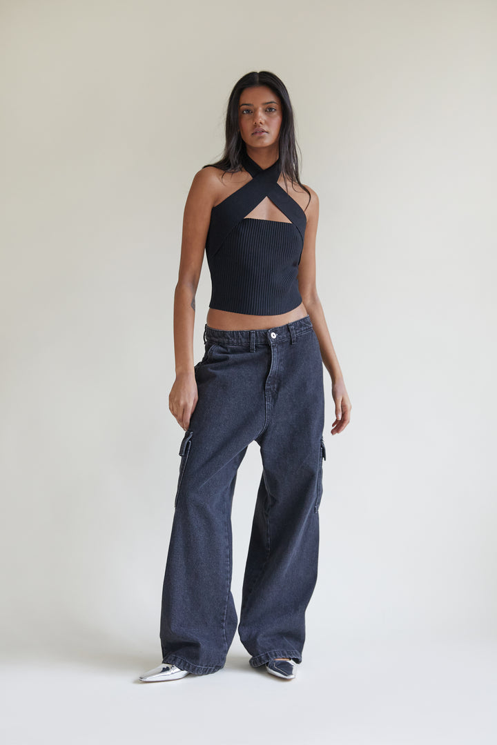 BLACK CARGO JEAN in Black — alternate angle