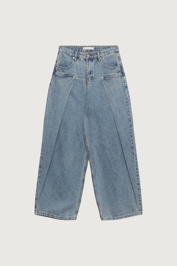 PIN TUCK WIDE LEG DENIM JEAN