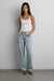 Linen blend mid-rise straight leg jean in light blue — main image