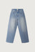 Linen blend mid-rise straight leg jean in medium blue — main image