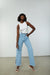 Side slit jeans in light wash — main image