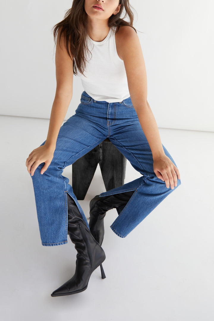 SPLIT HEM JEANS in Medium Wash — alternate angle