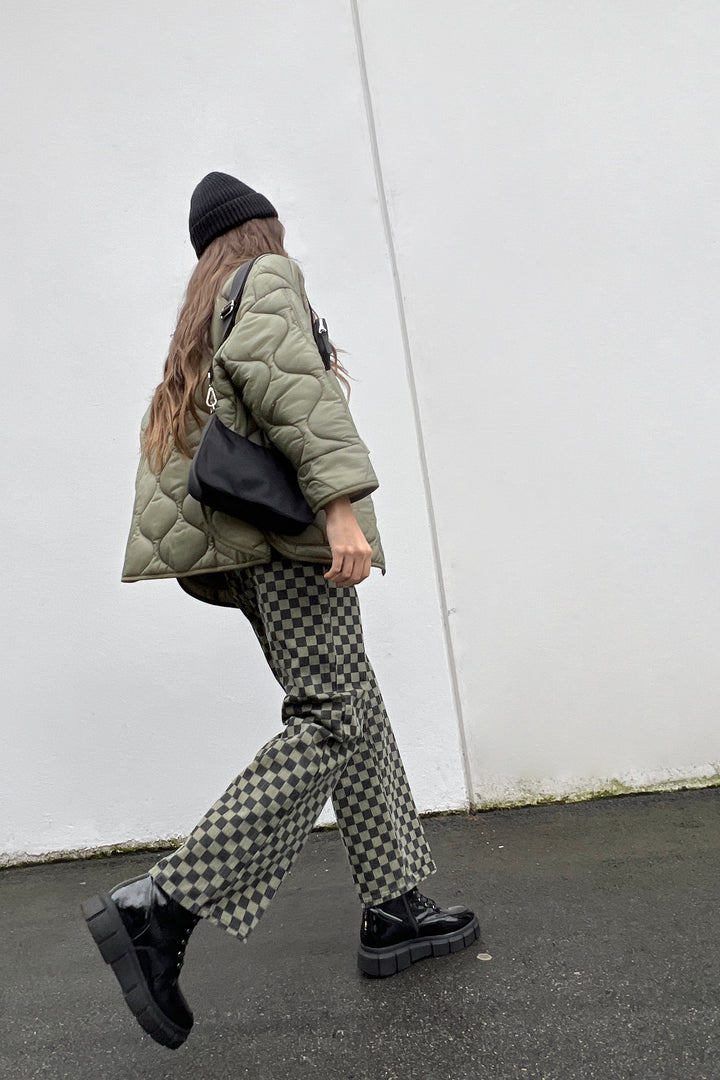 CHECKERED JEANS in Olive Check — alternate angle