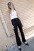 Flare jean with lace-up waist in very black — main image