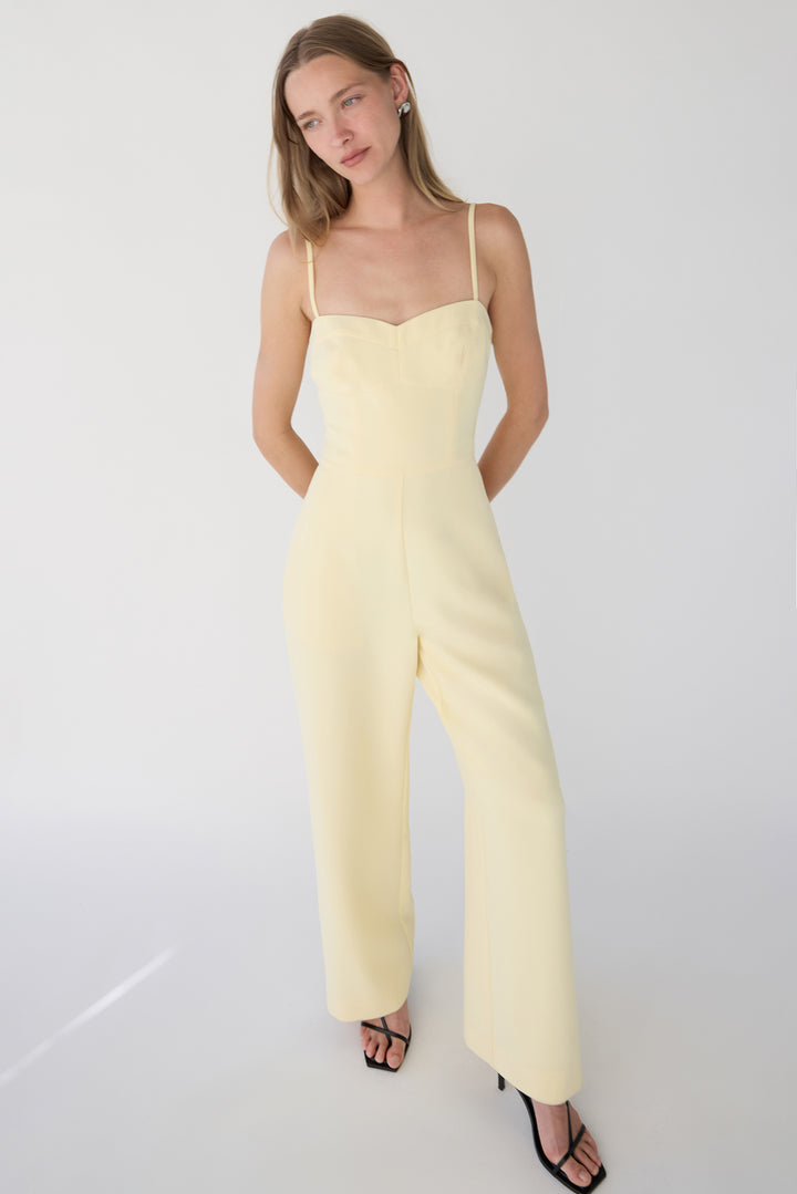 SWEETHEART NECKLINE STRAIGHT LEG JUMPSUIT in Flan — alternate angle