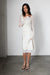 Asymmetrical sheer lace layered top in cream — main image