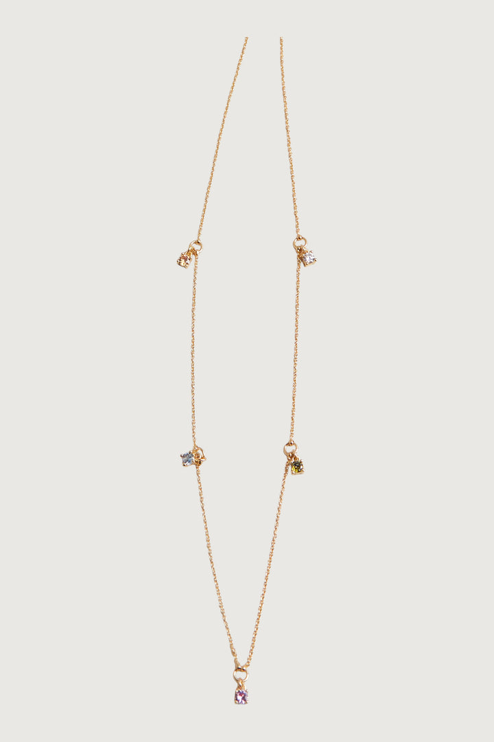 COLOURED ZIRCONIA NECKLACE in Gold — alternate angle