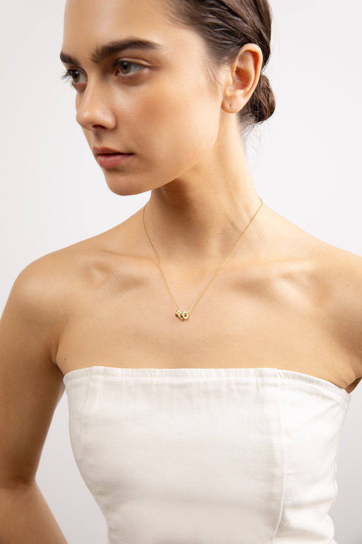 TRIPLE PENDANT NECKLACE in Gold — alternate angle