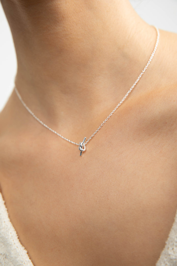 KNOT NECKLACE in Silver — alternate angle