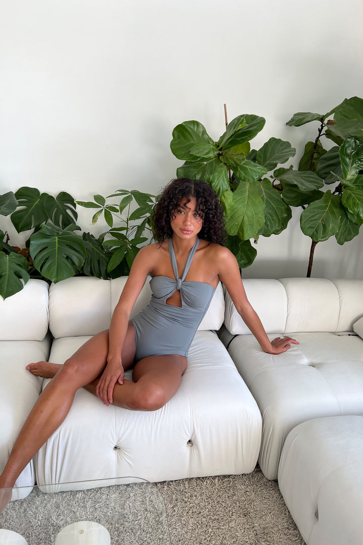 CUTOUT HALTERNECK SWIMSUIT in Sedona Sage — alternate angle