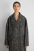 Oversized wool-blend double-breasted coat in black herringbone — main image