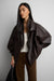 Vegan leather double collar biker jacket in dark chocolate — main image