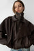 Vegan leather double collar biker jacket in coffee bean — image