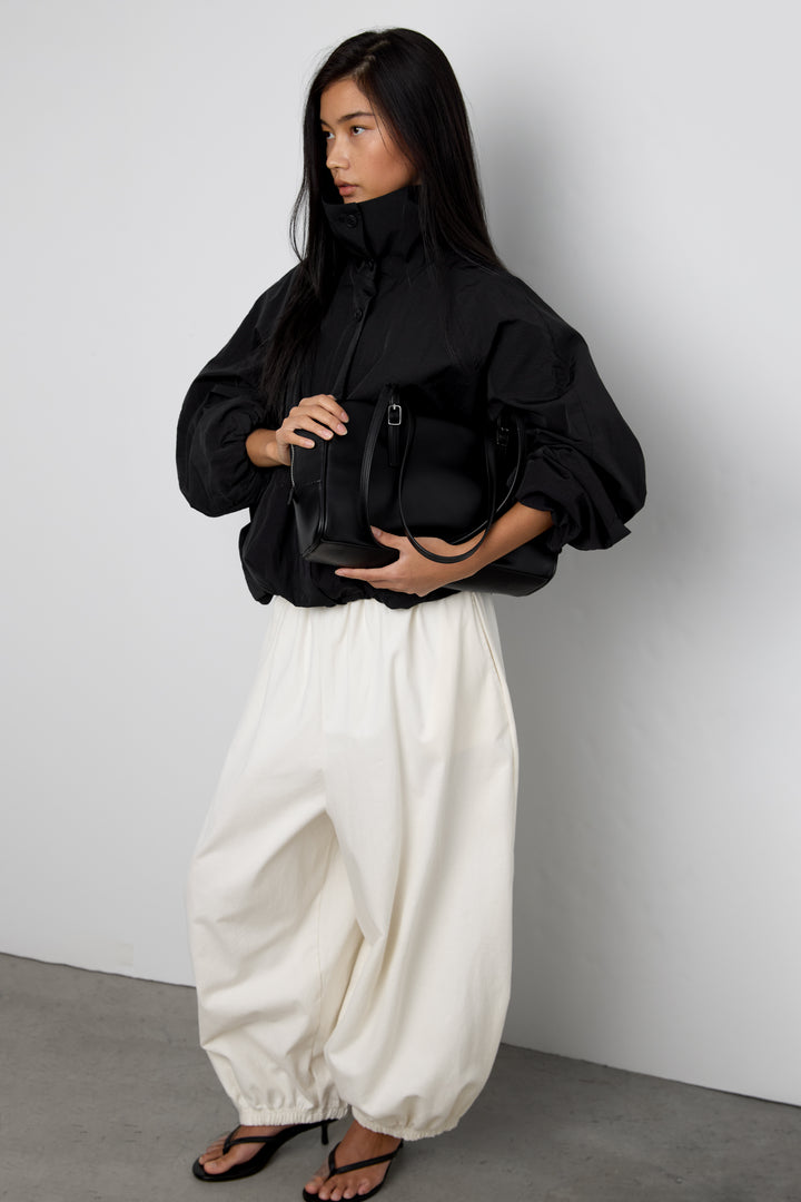 FUNNEL NECK NYLON JACKET in Black — alternate angle