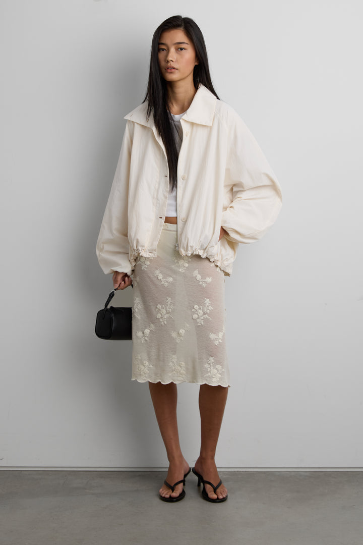 FUNNEL NECK NYLON JACKET in Cream — alternate angle