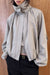 Funnel neck jacket with elastic hem in moon rock — main image