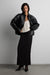 Collared vegan leather bomber jacket in black — main image
