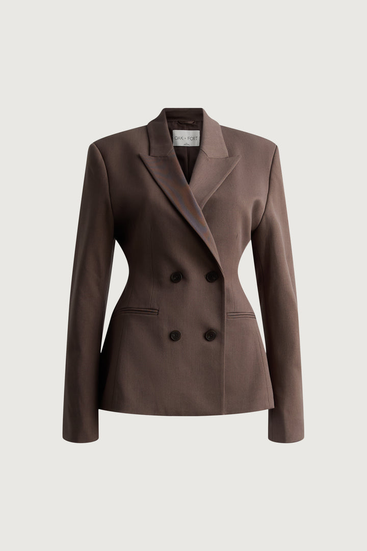 CINCHED WAIST BLAZER in Ash Brown — alternate angle