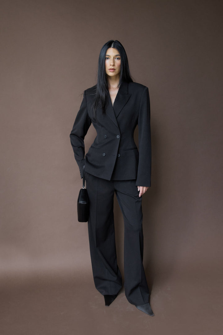 CINCHED WAIST BLAZER in Black — alternate angle