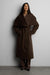 Wool blend handmade belted coat in cocoa — main image