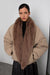 Reversible faux fur puffer jacket in desert taupe — main image