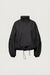 High funnel neck cropped drawstring jacket in black — main image