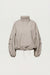 High funnel neck cropped drawstring jacket in silver birch — main image