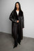 Vegan leather faux fur lined coat in after dark — main image